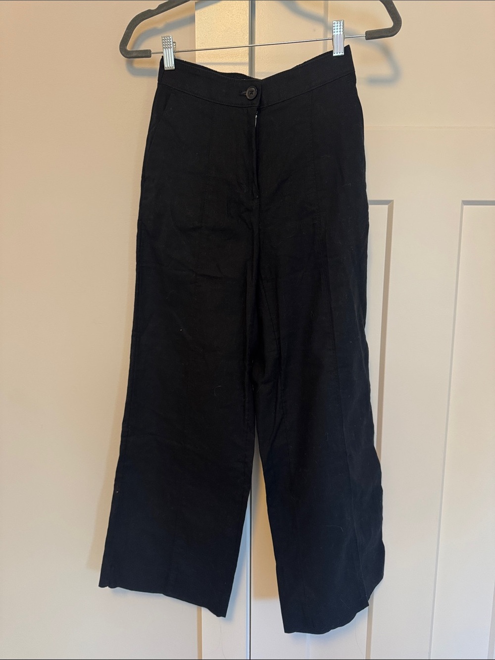 LOFT Black Wide-Leg Pull-On Trousers